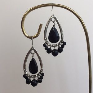 3/$15 Vintage Black bead chandelier earrings